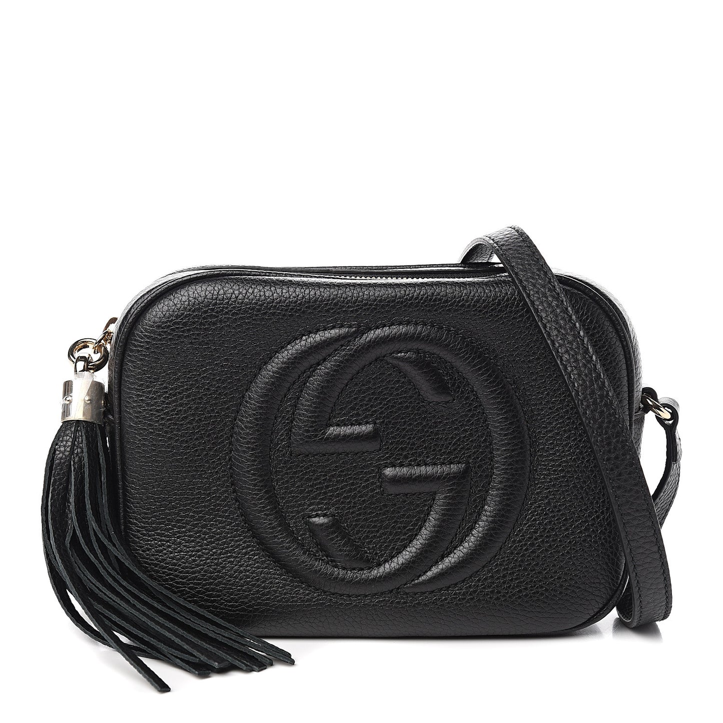 Pebbled Calfskin Small Soho Disco Bag Black