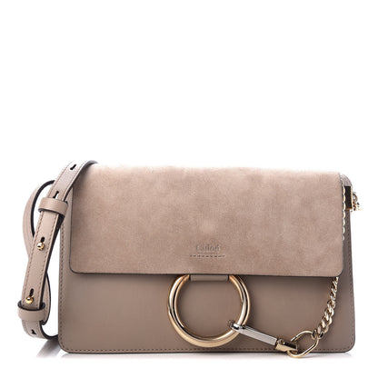 Chloe Suede Calfskin Small Faye Shoulder Bag Motty Grey 1 of 10