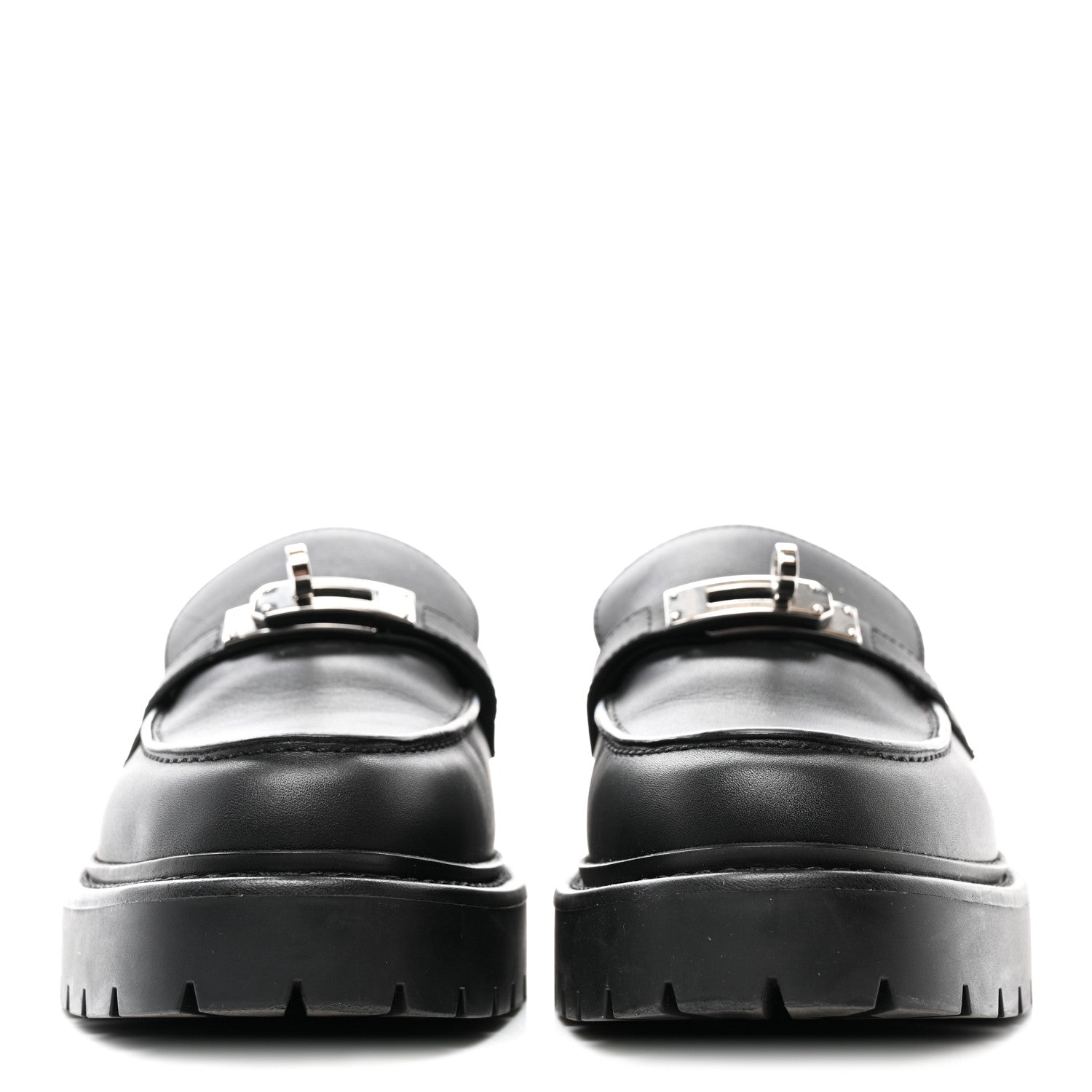 Hermes Calfskin Womens Icone Loafers  37.5 Black 2 of 9