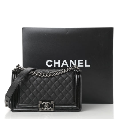 Chanel Goatskin Quilted Patent Medium Duo Boy Flap Black 13 of 13