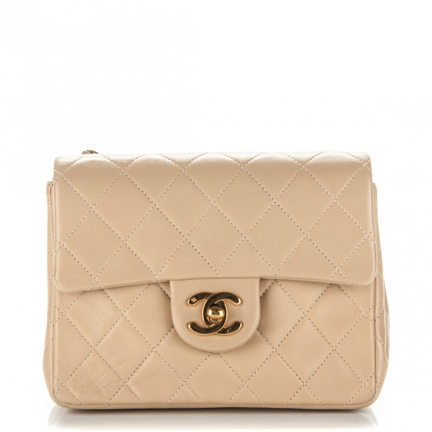 Chanel Lambskin Quilted Mini Square Flap Beige 1 of 8