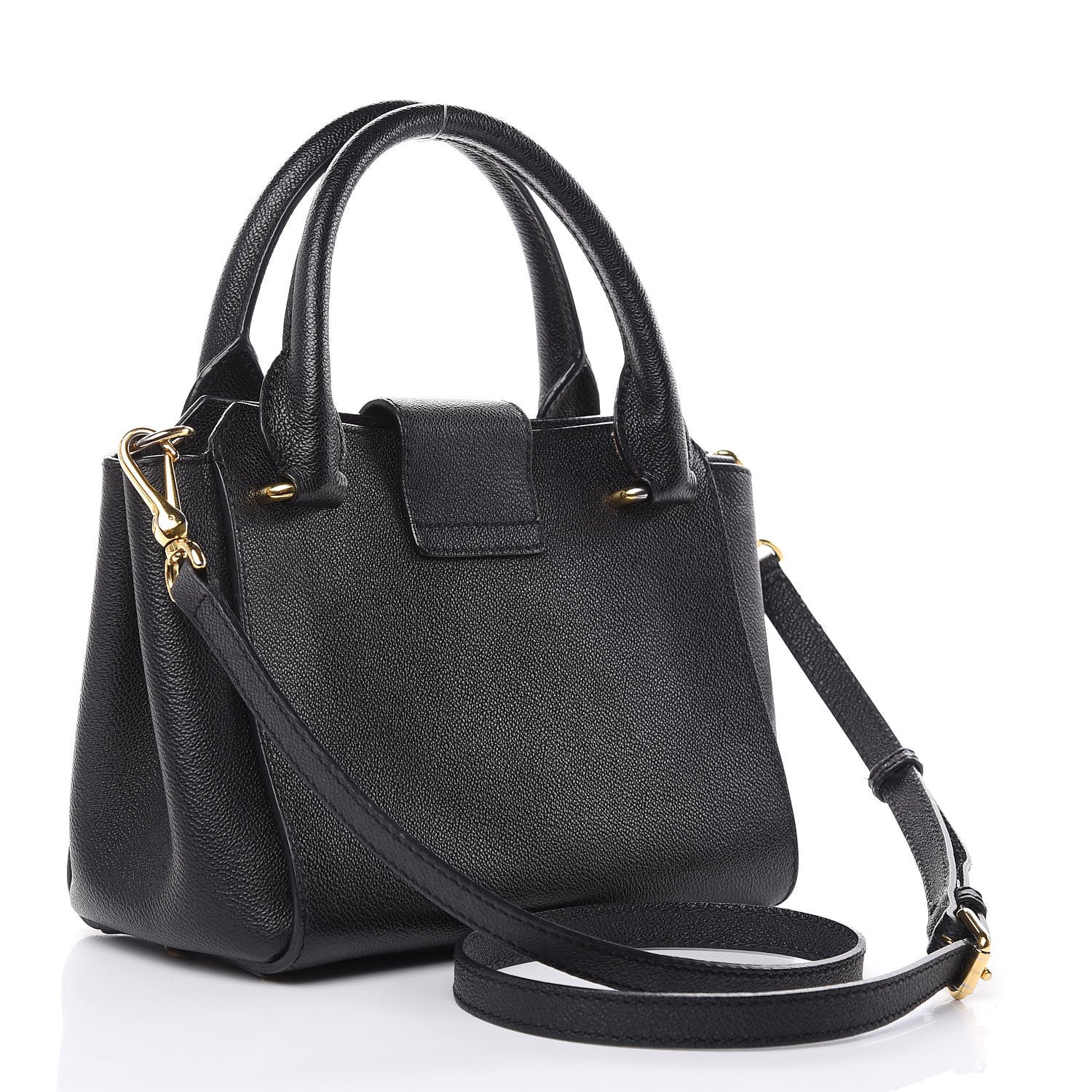 Burberry Soft Grain Calfskin Small Buckle Tote Black 3 of 14