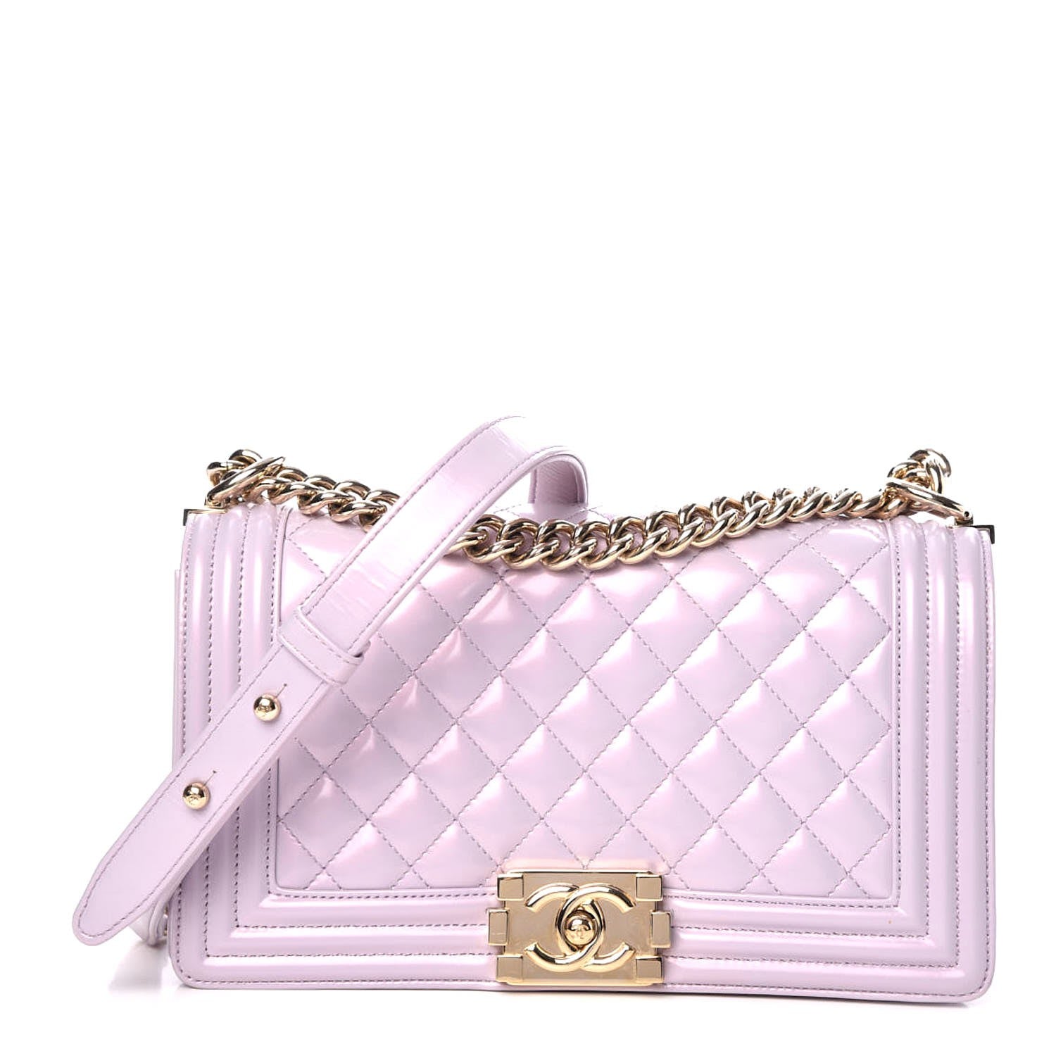 Chanel Patent Calfskin Quilted Medium Boy Flap Light Purple 1 of 10