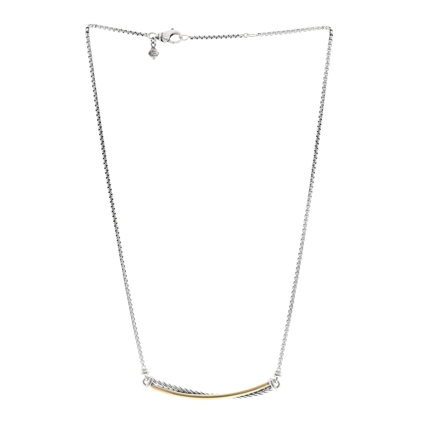 Sterling Silver 18K Yellow Gold Crossover Bar Pendant Necklace