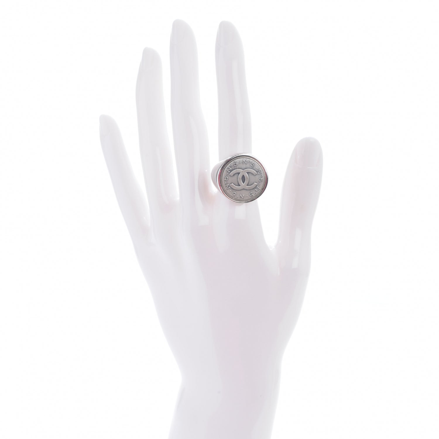 Chanel Metal N°5 CC Ring Silver 6.5 2 of 6
