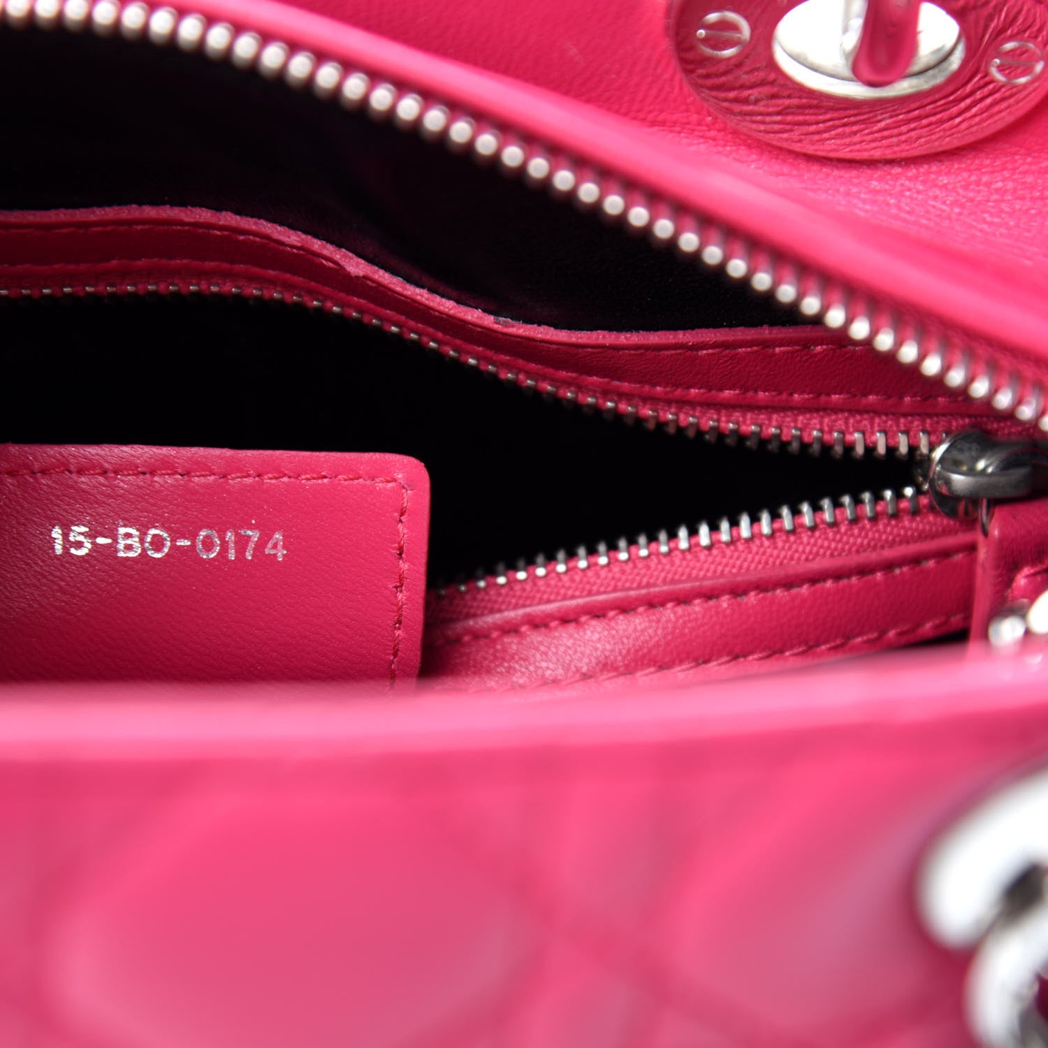 Christian Dior Lambskin Cannage Medium Tri-Color Lady Dior Fuchsia Anemone Black 10 of 11
