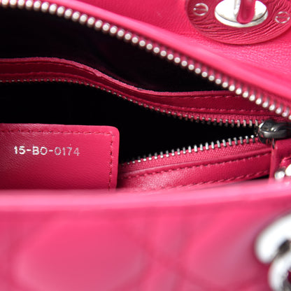Christian Dior Lambskin Cannage Medium Tri-Color Lady Dior Fuchsia Anemone Black 10 of 11