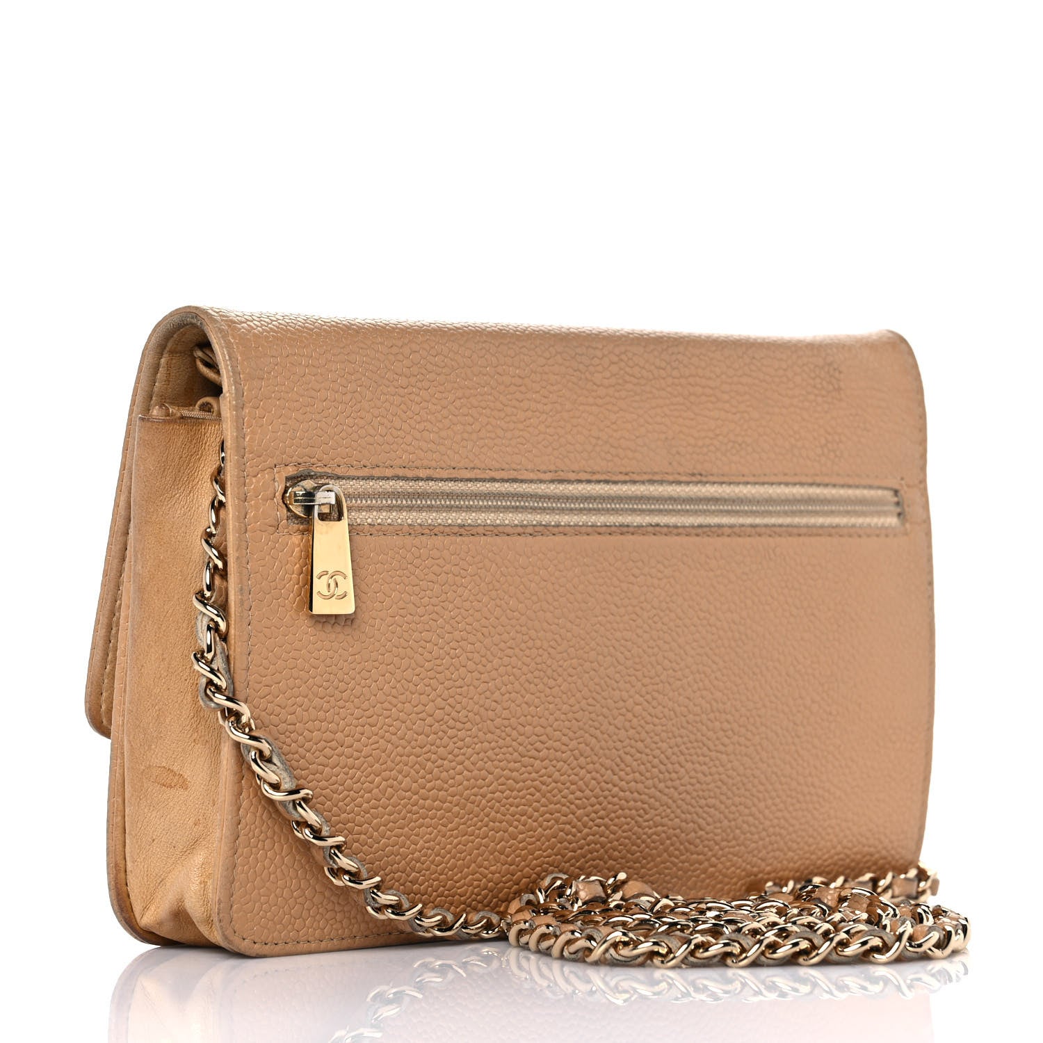 Chanel Caviar Timeless CC Wallet on Chain WOC Beige 3 of 13