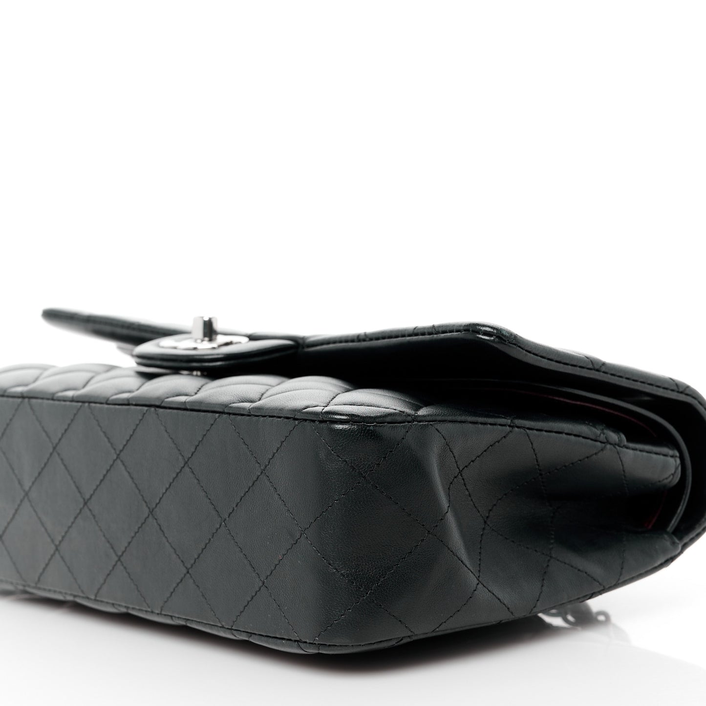 Lambskin Quilted Medium Double Flap Black
