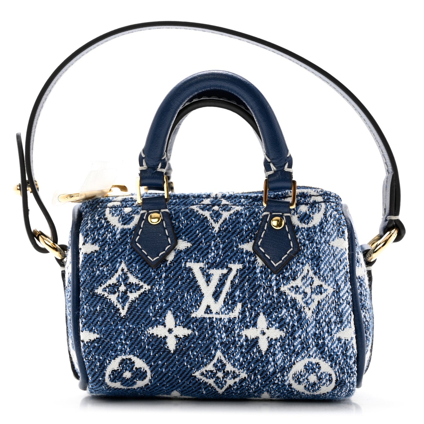 Denim Monogram Jacquard Micro Speedy Bag Charm Bleu
