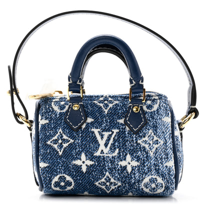 Louis Vuitton Denim Monogram Jacquard Micro Speedy Bag Charm Bleu 1 of 7