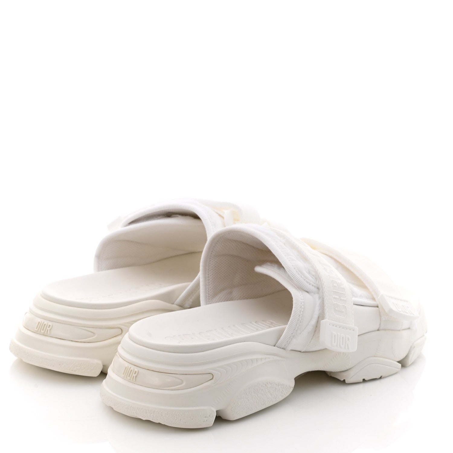 Christian Dior Technical Fabric D-Wander Slide Sandals 39 White