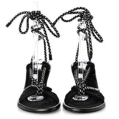 Louis Vuitton Fabric Maia Rope Wedge Sandal 38 Black 3 of 8