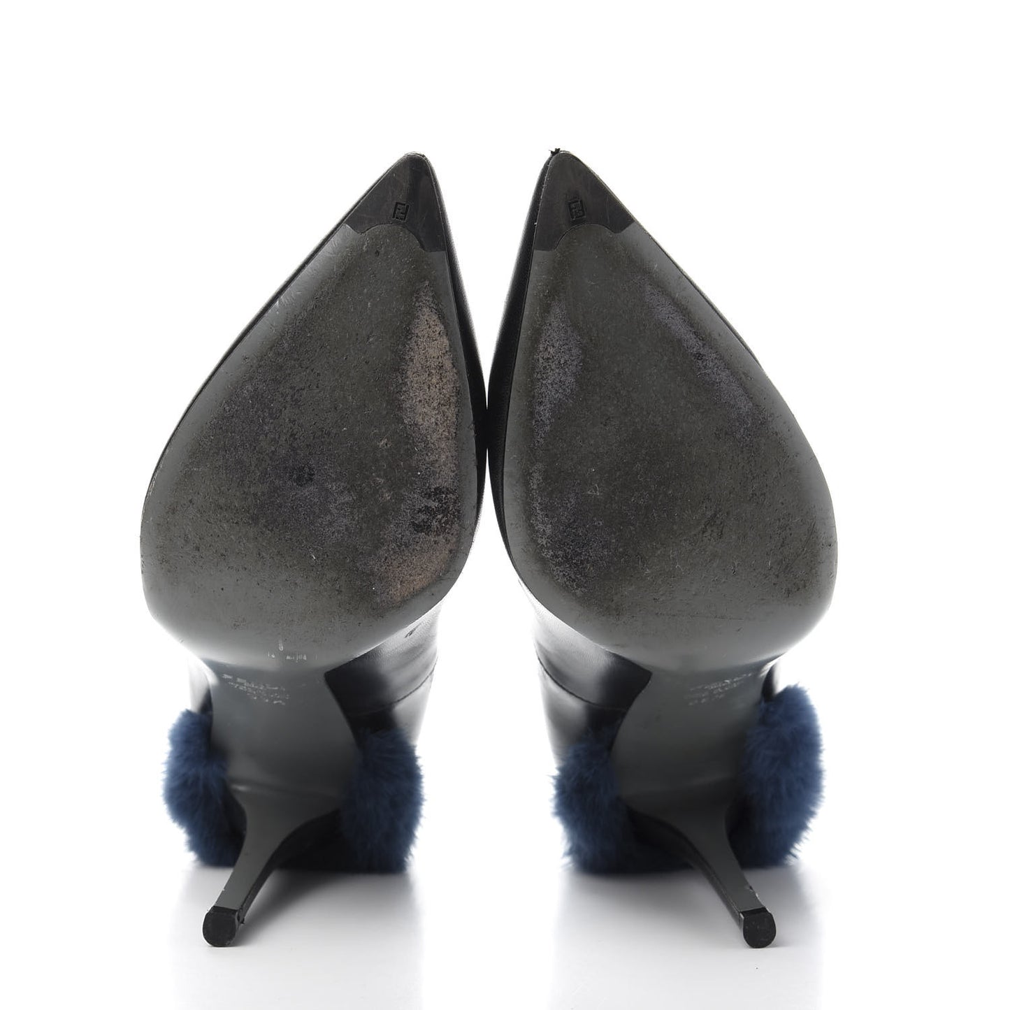 Calfskin Mink Fur Decollete Pumps 39.5 Black