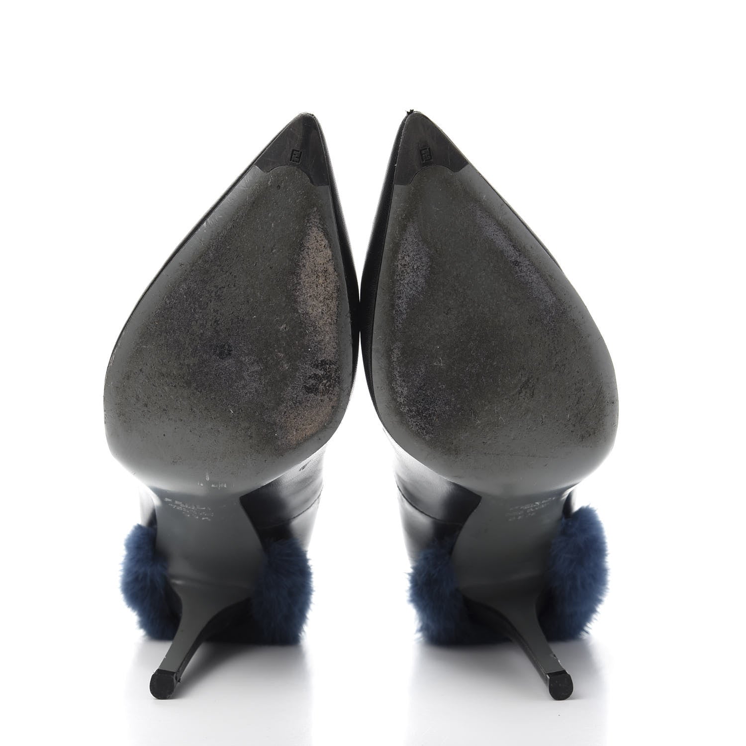 Fendi Calfskin Mink Fur Decollete Pumps 39.5 Black 6 of 10