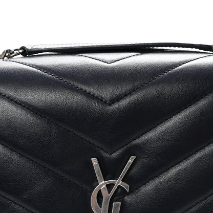 Saint Laurent Calfskin Y Quilted Monogram Medium Loulou Chain Satchel Deep Marine 7 of 9