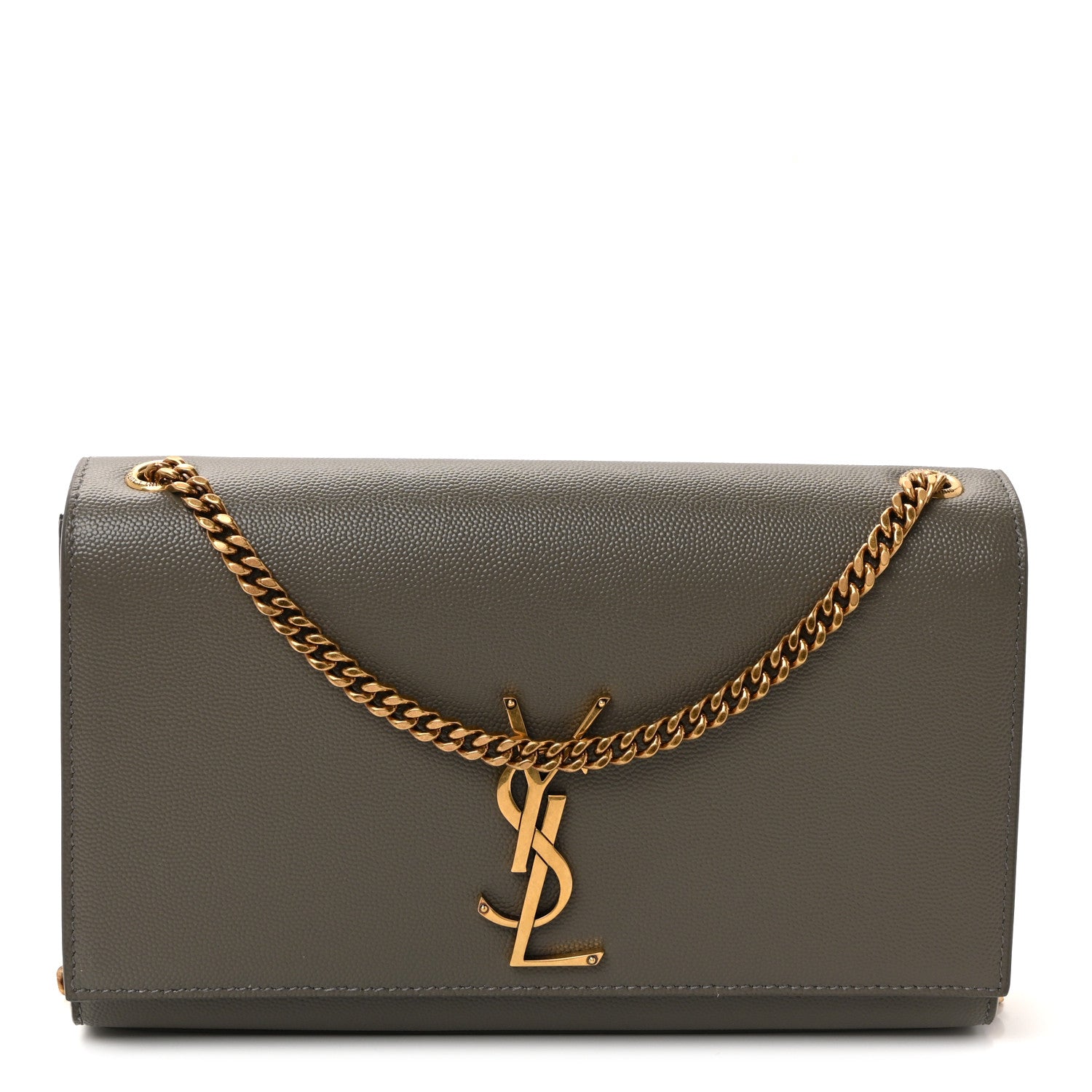 Saint Laurent Grain De Poudre Medium Classic Monogram Kate Satchel Earth Grey 1 of 8