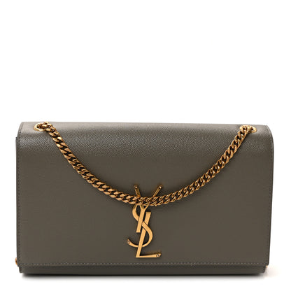 Saint Laurent Grain De Poudre Medium Classic Monogram Kate Satchel Earth Grey 1 of 8