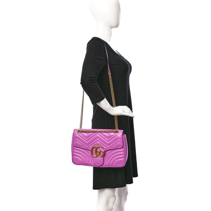 Gucci Calfskin Matelasse Medium GG Marmont Shoulder Bag Candy Mousse 2 of 11