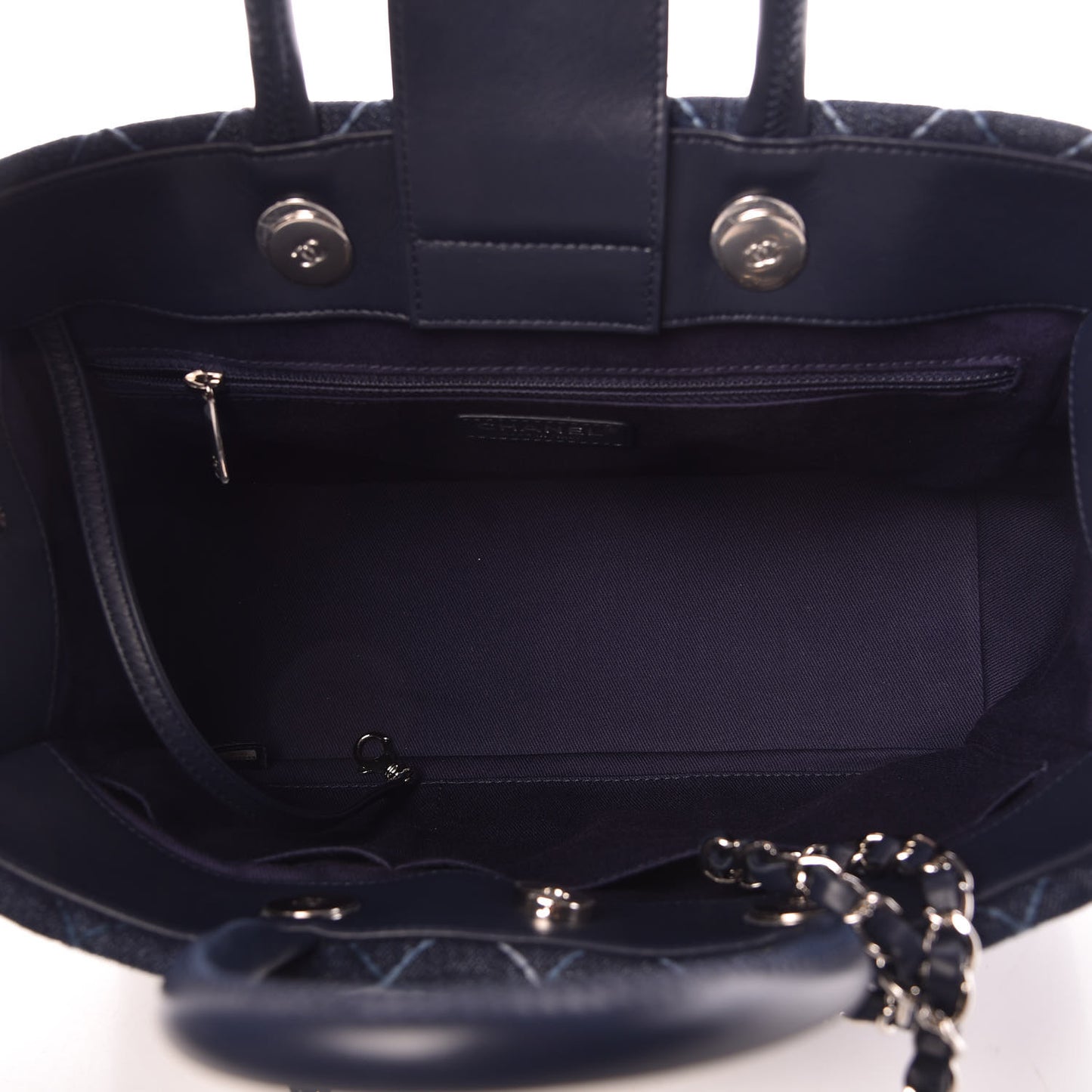 Denim Quilted Large Shopping Tote Blue