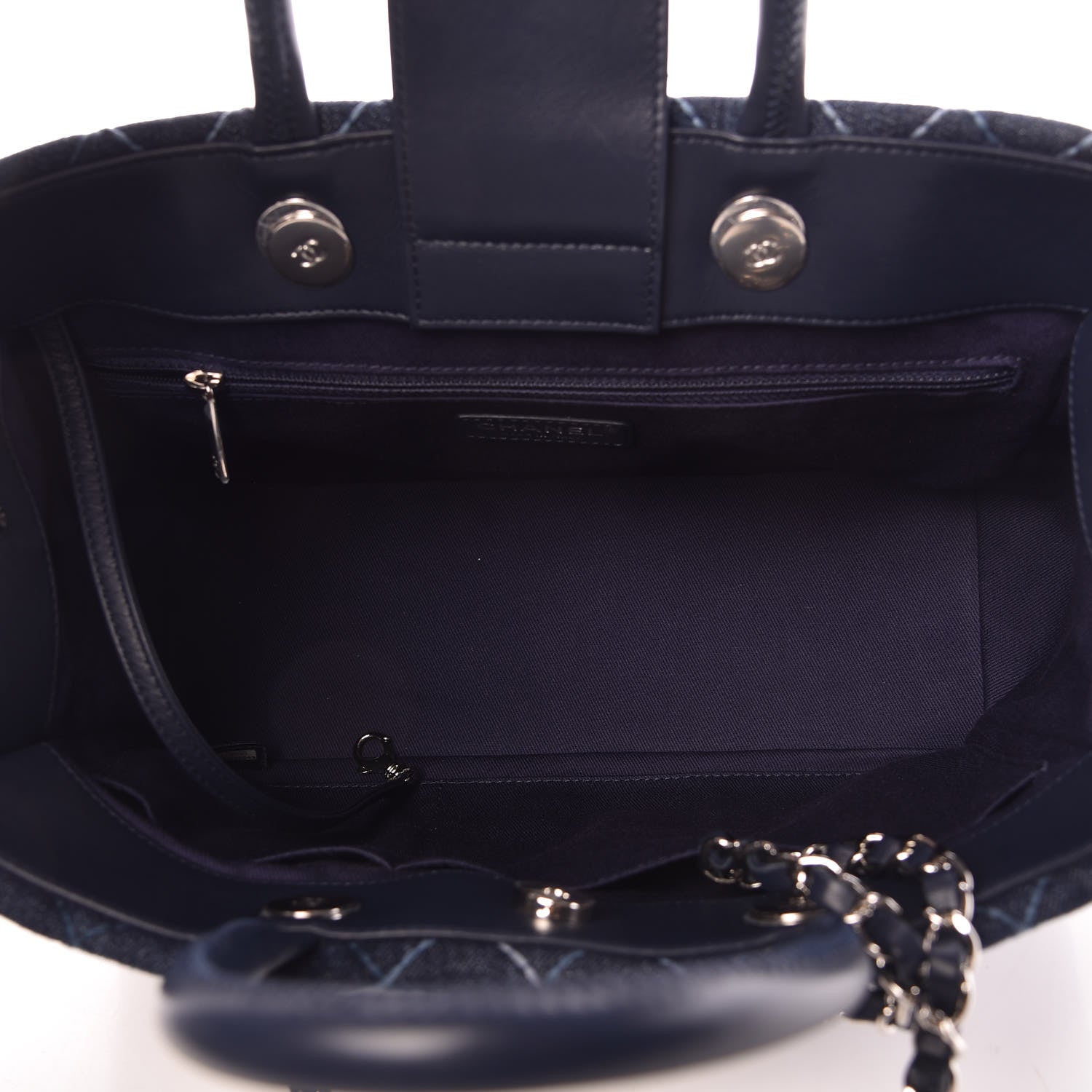 Chanel Denim Quilted Large Shopping Tote Blue 7 of 11