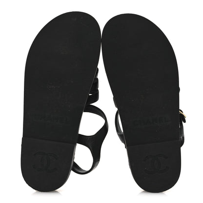 Chanel Lambskin Espadrille Sandals 38 Black 7 of 14