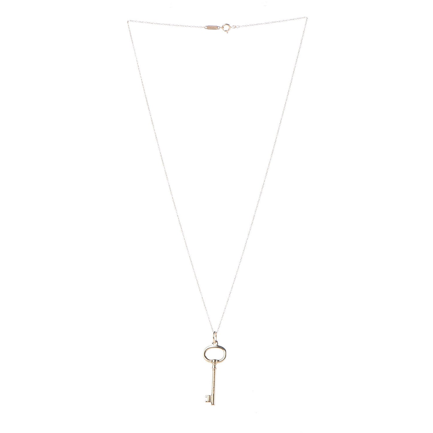 18K Yellow Gold Small Oval Key Pendant Necklace
