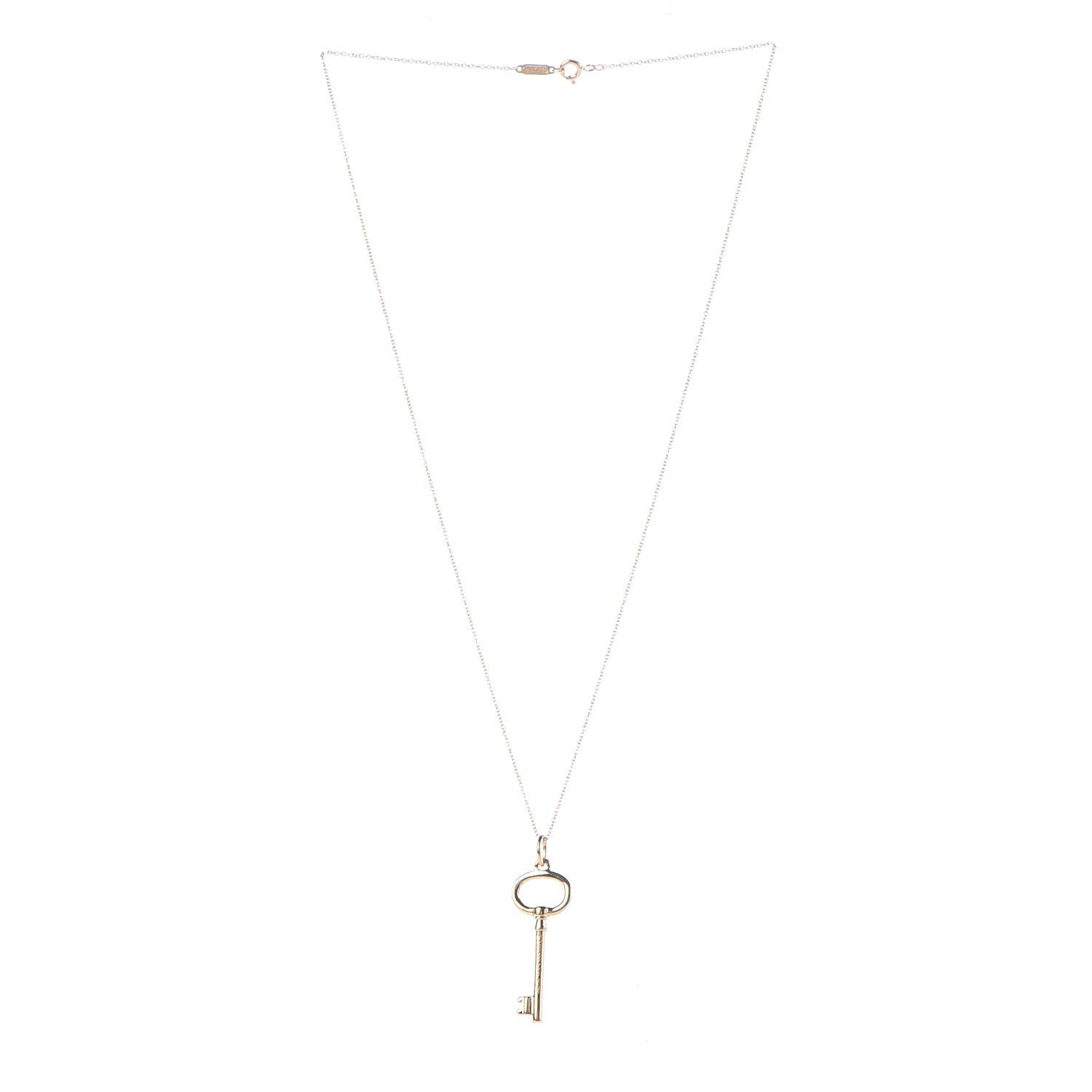 Tiffany 18K Yellow Gold Small Oval Key Pendant Necklace 3 of 7