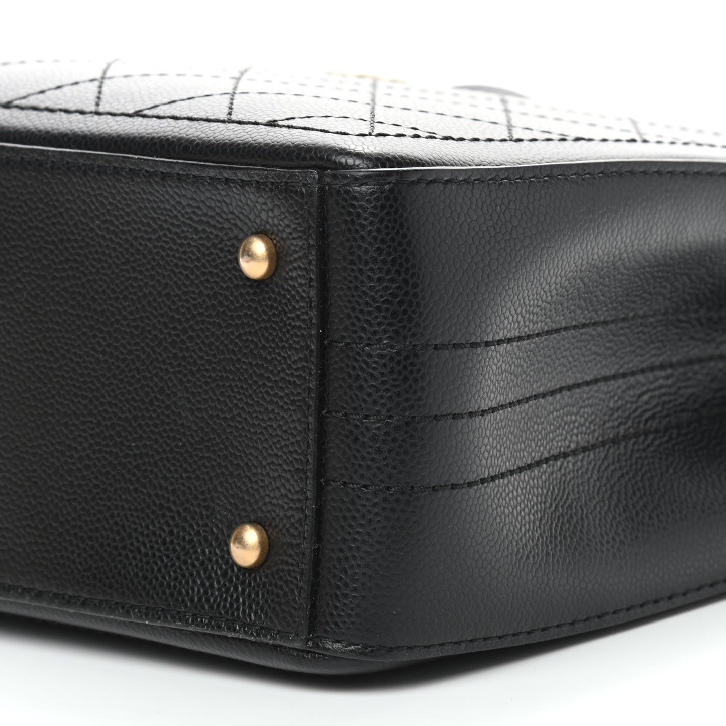Bullskin Stitched Bi-Color Medium Shopping Tote Black