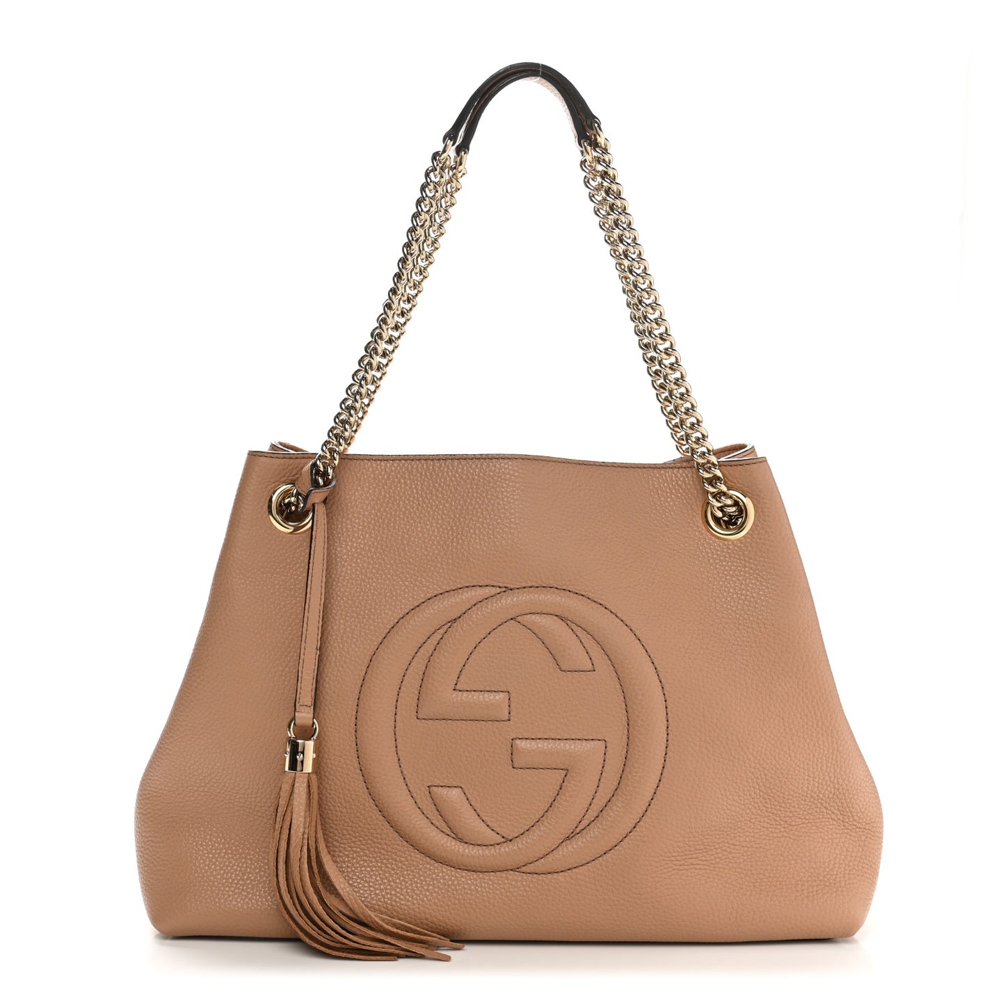Pebbled Calfskin Medium Soho Chain Shoulder Bag Camelia