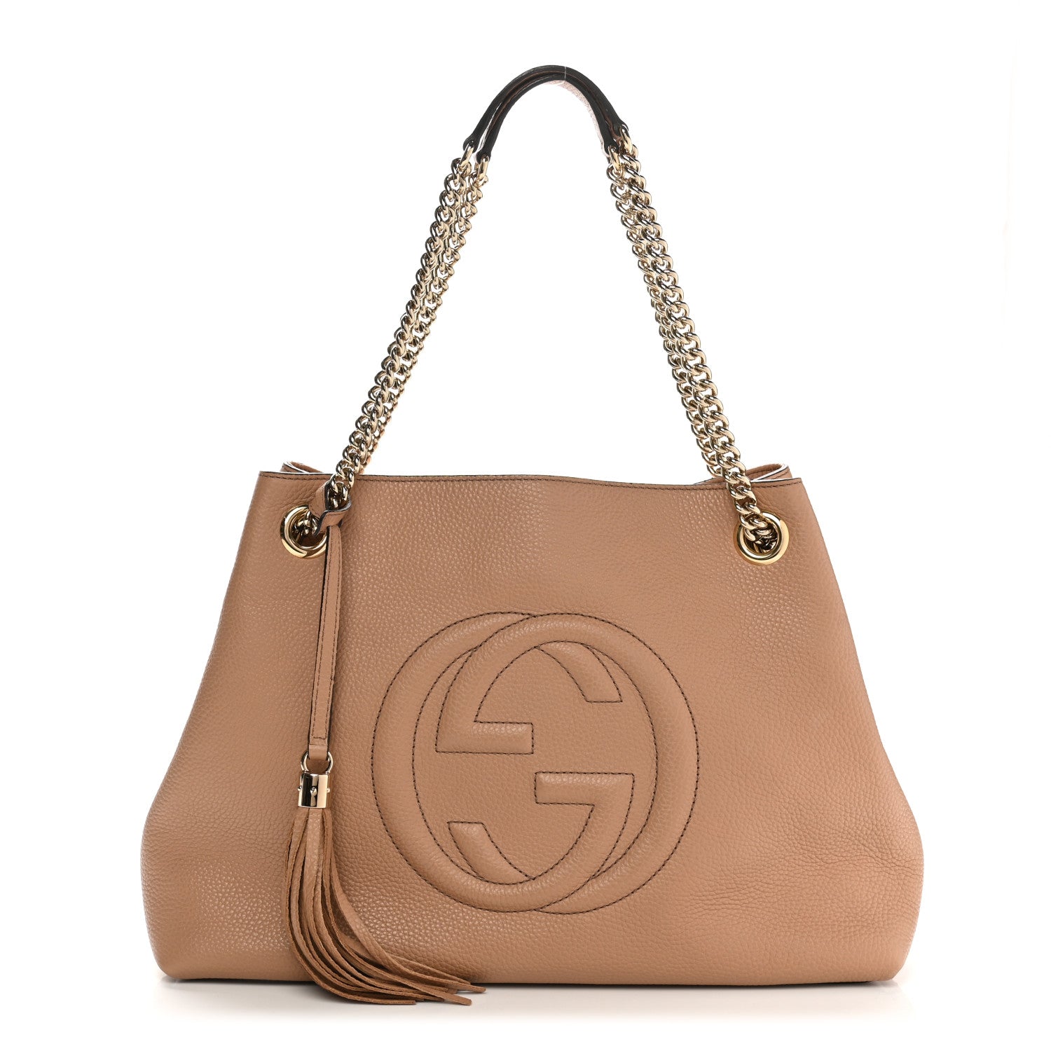 Gucci Pebbled Calfskin Medium Soho Chain Shoulder Bag Camelia 1 of 11
