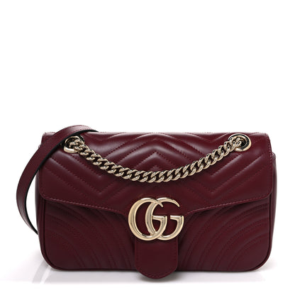 Gucci Lambskin Matelasse Small GG Marmont Shoulder Bag  Rosso Ancora 1 of 10