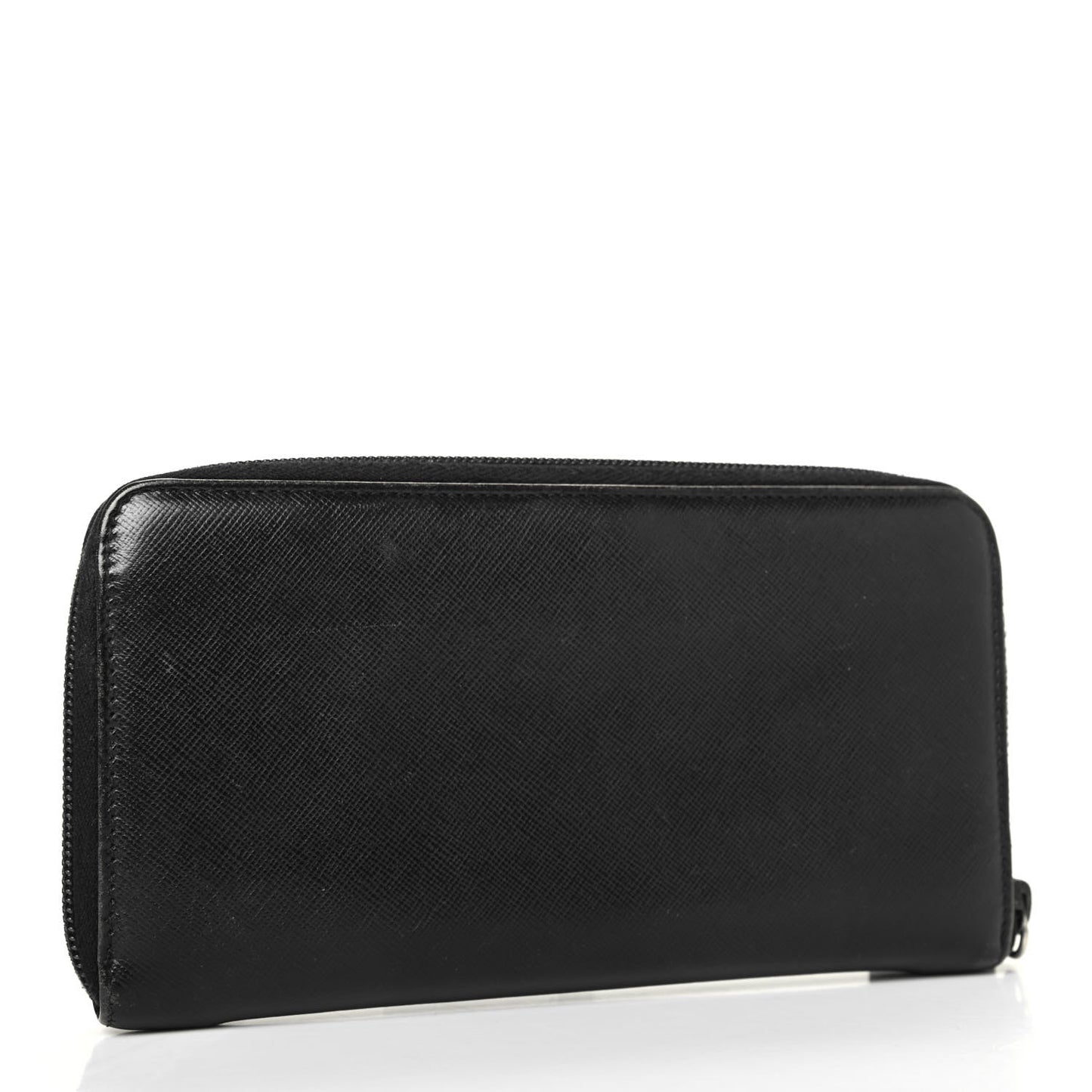 Saffiano Triangle Zip Around Wallet Black