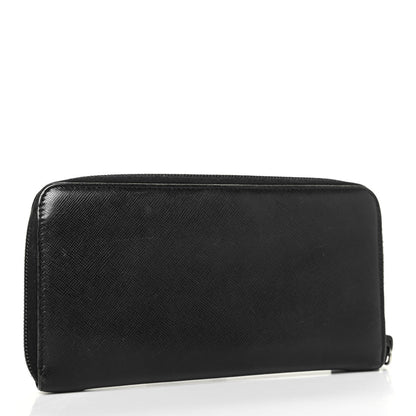 Prada Saffiano Triangle Zip Around Wallet Black 2 of 4