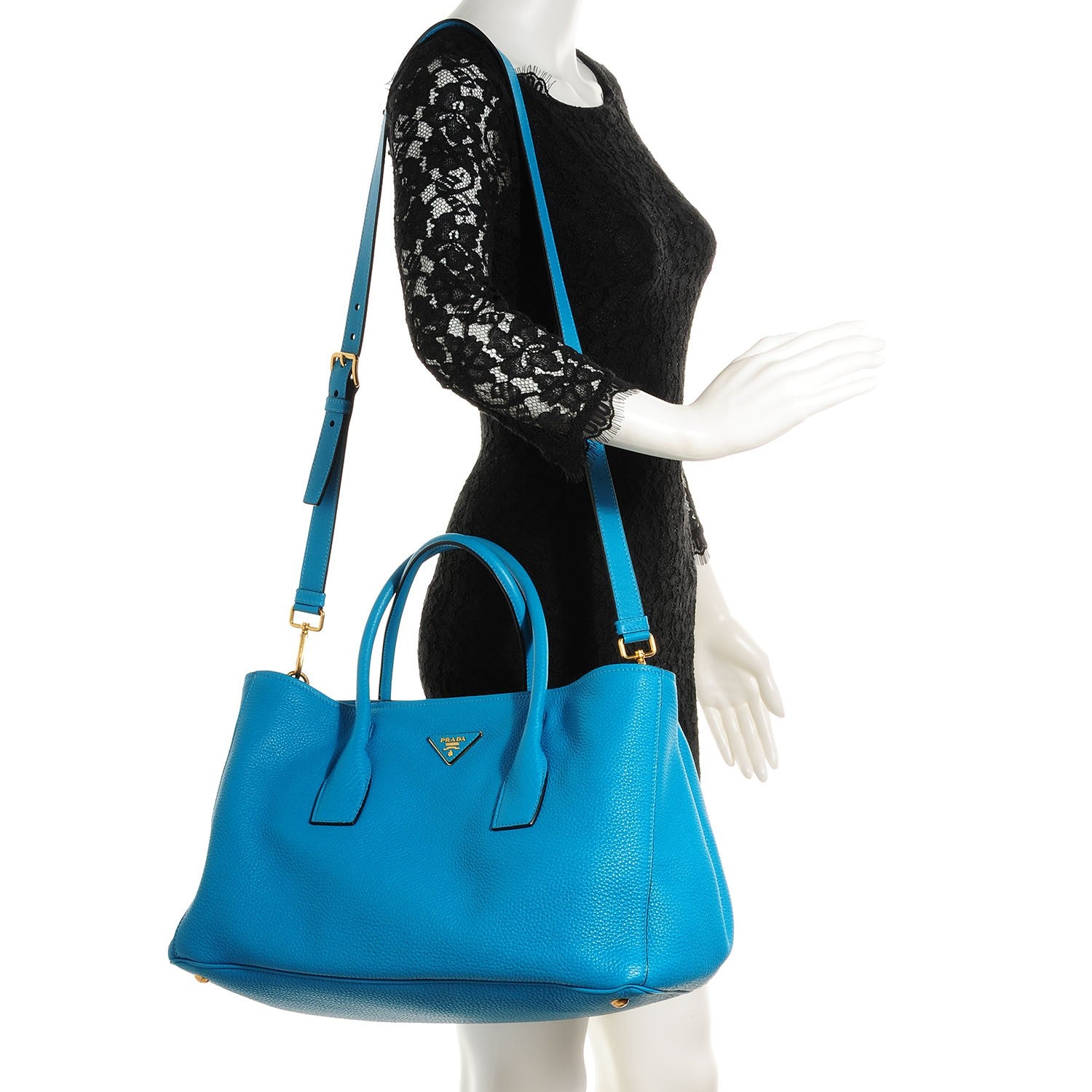 Prada Vitello Daino Tote Turchese 2 of 9