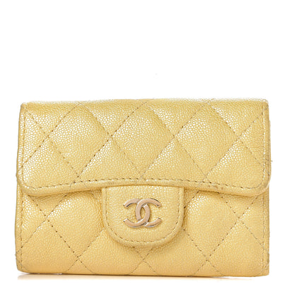 Chanel Iridescent Caviar Quilted Classic 4 Key Holder Wallet Yellow 1 of 11
