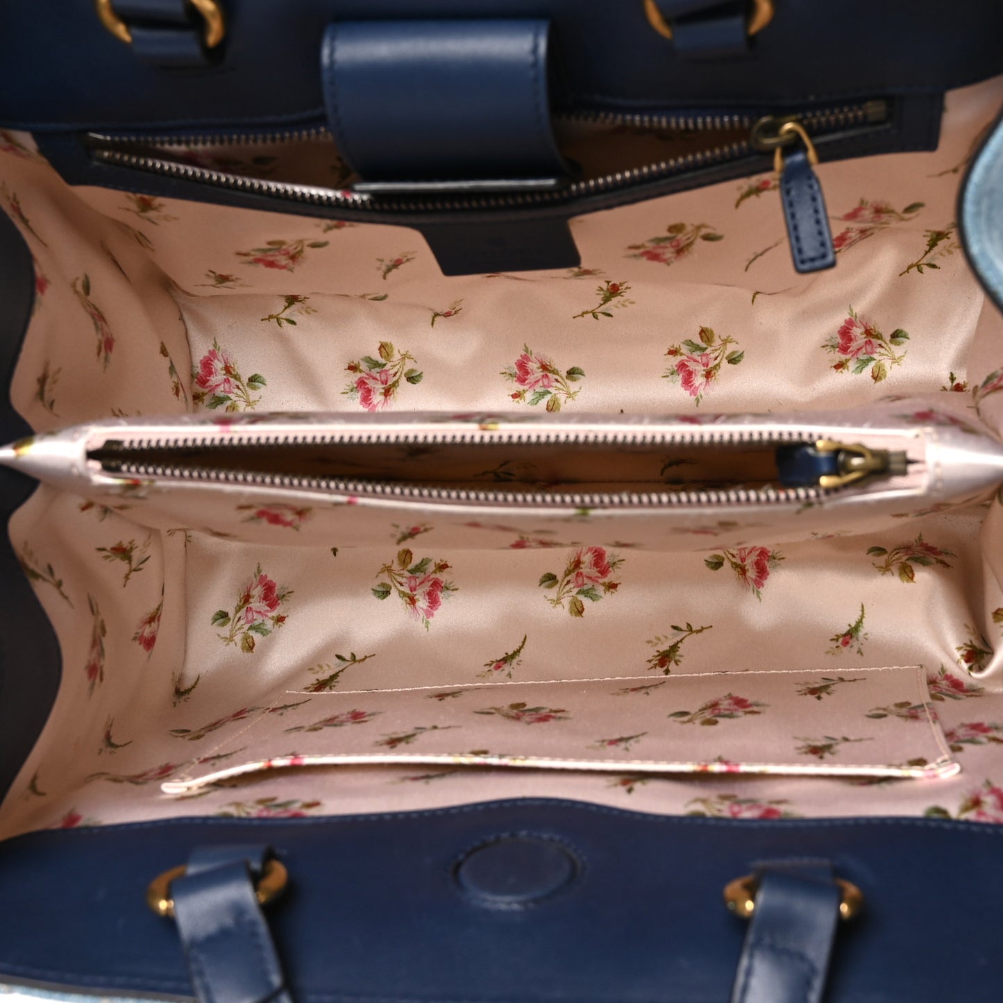Denim Matelasse Small Pearly GG Marmont Tote Blue