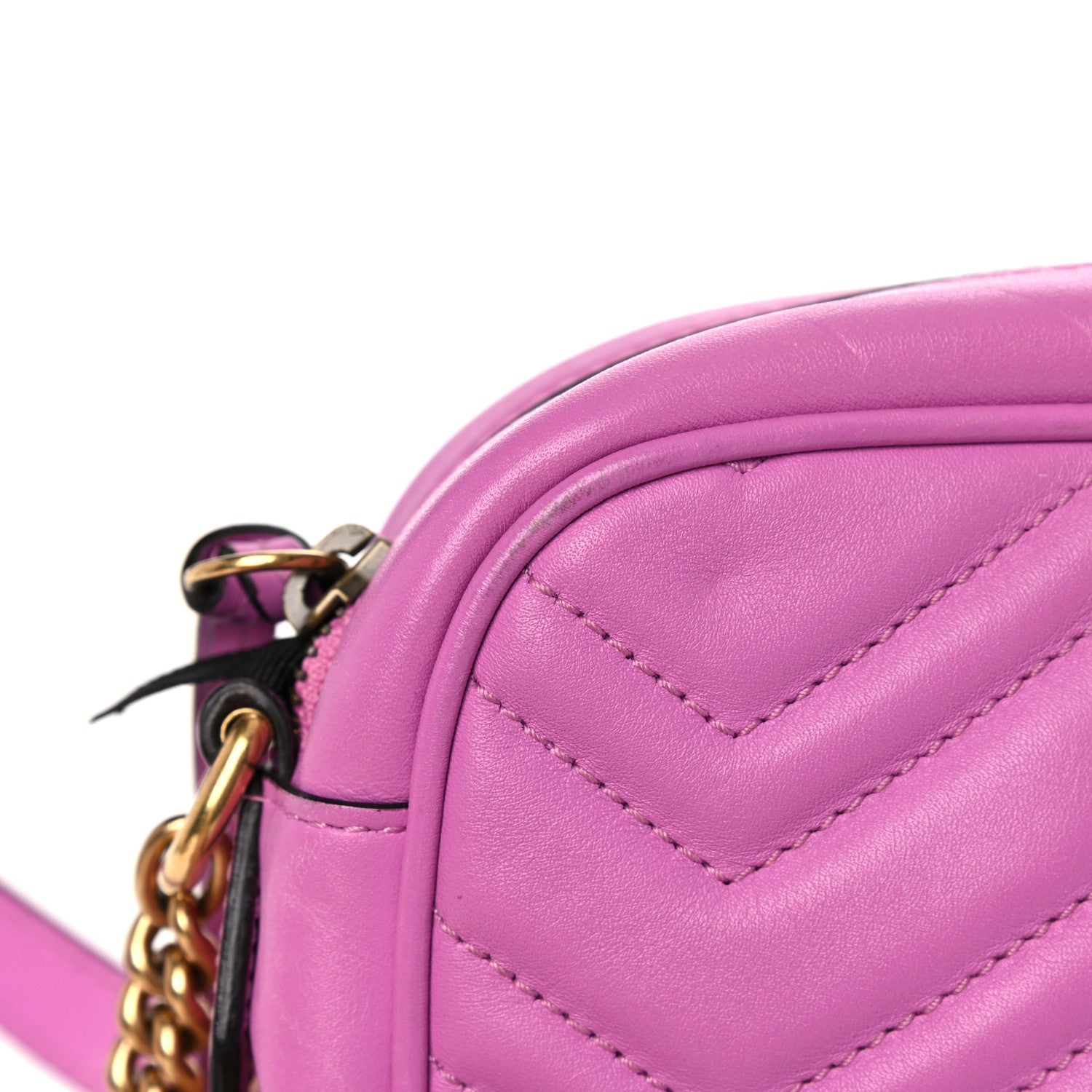 Gucci Calfskin Matelasse Mini GG Marmont Chain Shoulder Bag Candy Mousse 16 of 19