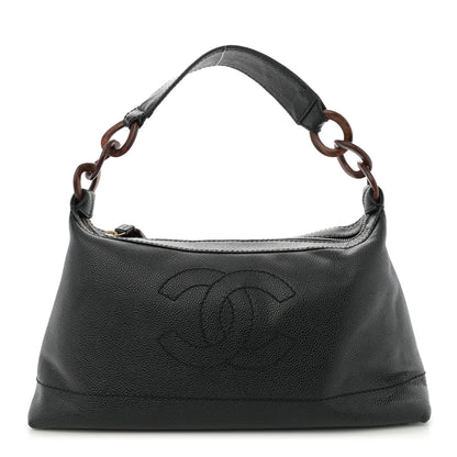 Chanel Caviar CC Wood Chain Hobo Black 1 of 12