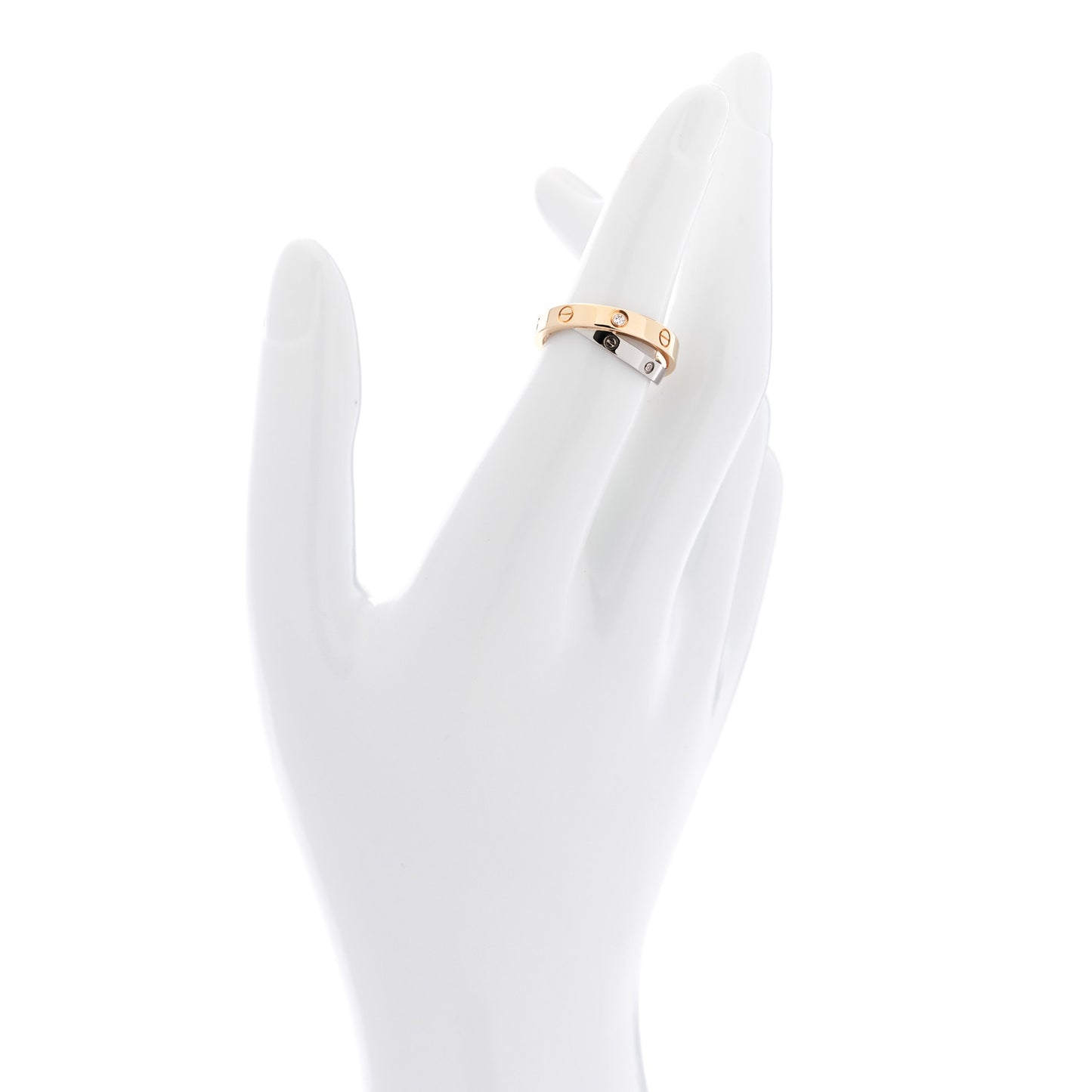 18K Pink White Gold 6 Diamond LOVE Ring 50 5.25