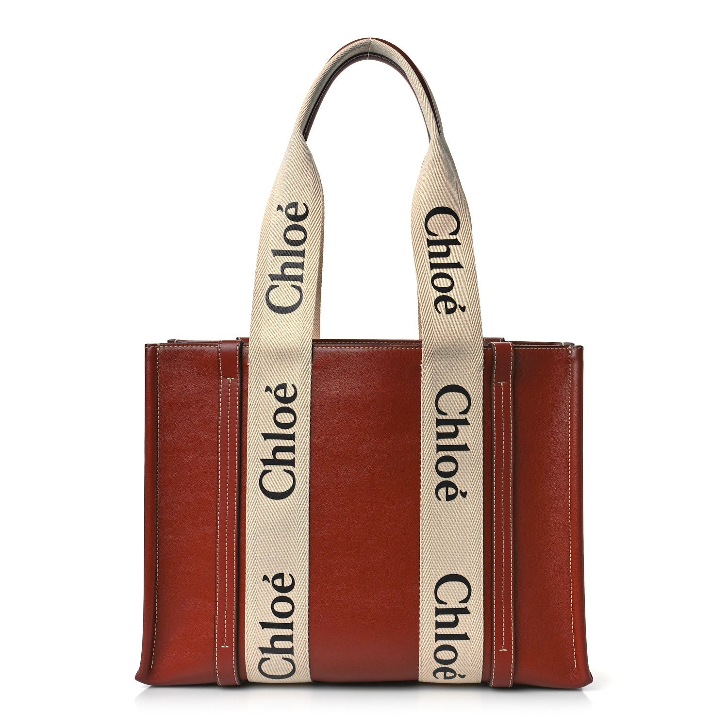 Chloe Calfskin Medium Woody Ribbon Tote Sepia Brown 1 of 10