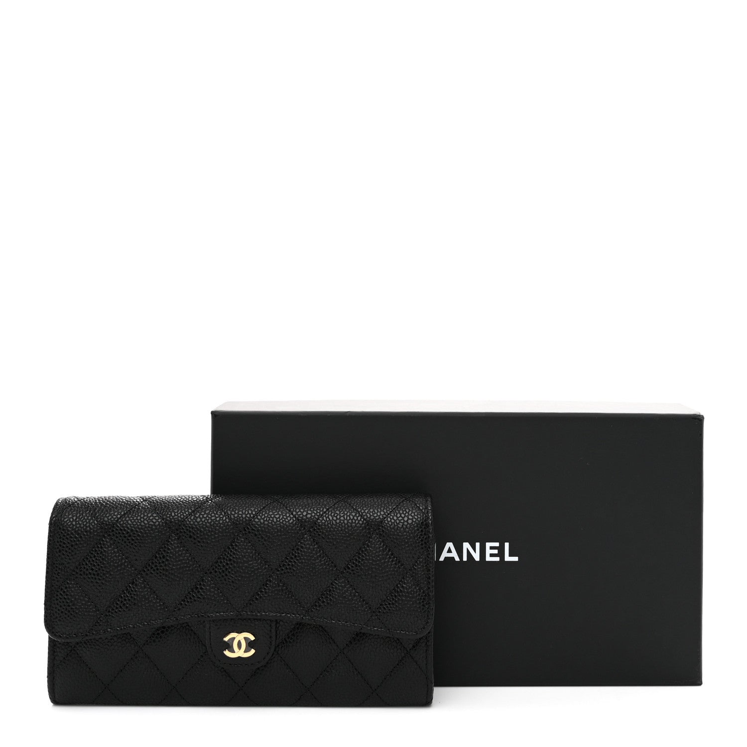 Chanel Caviar Quilted Large Gusset Flap Wallet Black 9 of 9