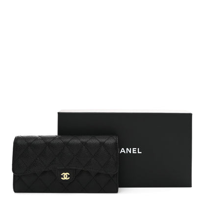 Chanel Caviar Quilted Large Gusset Flap Wallet Black 9 of 9