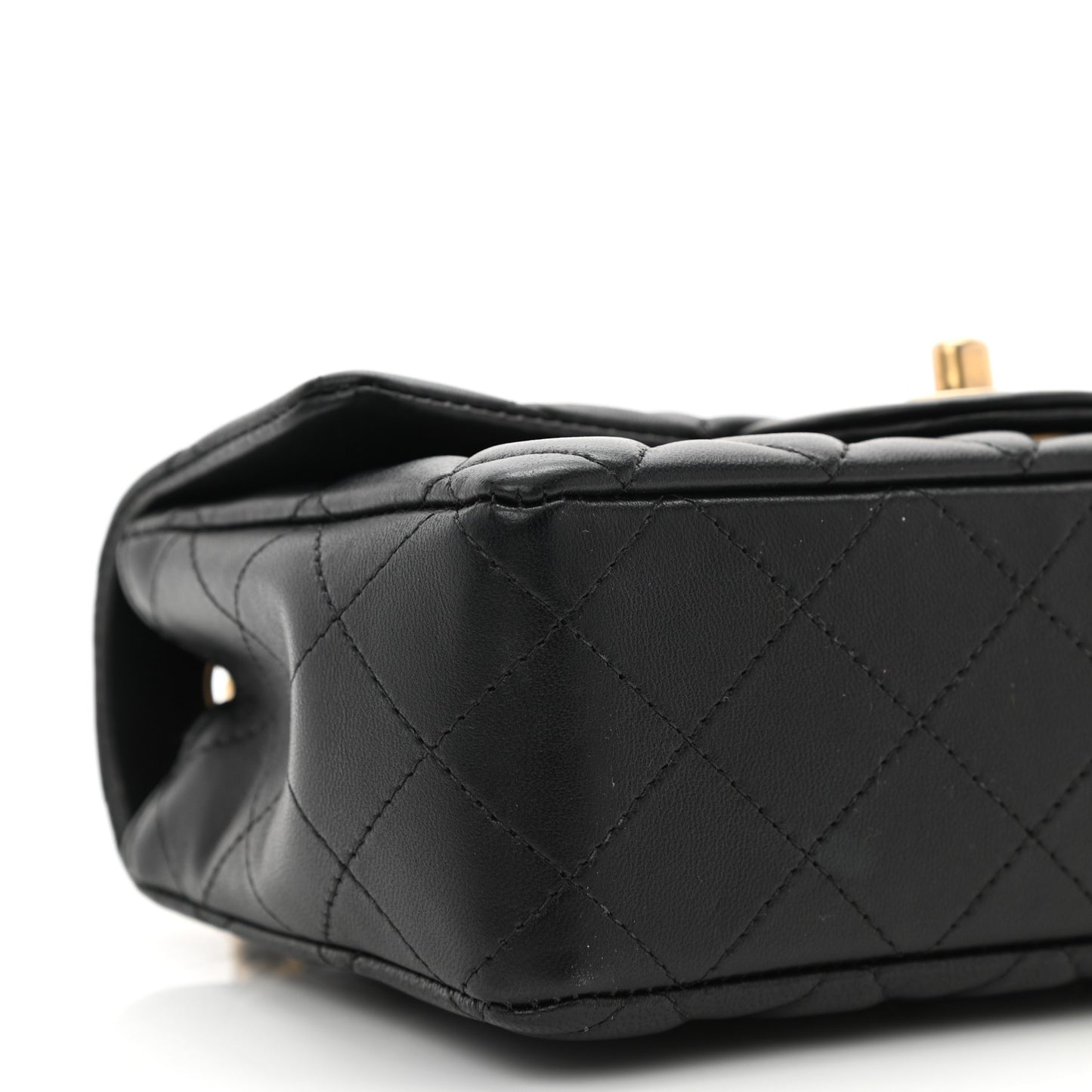 Lambskin Quilted Mini Rectangular Flap Black