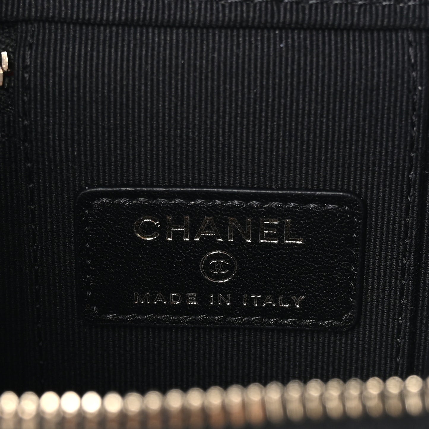 Lambskin Quilted Top Handle Mini Vanity Case With Chain Black