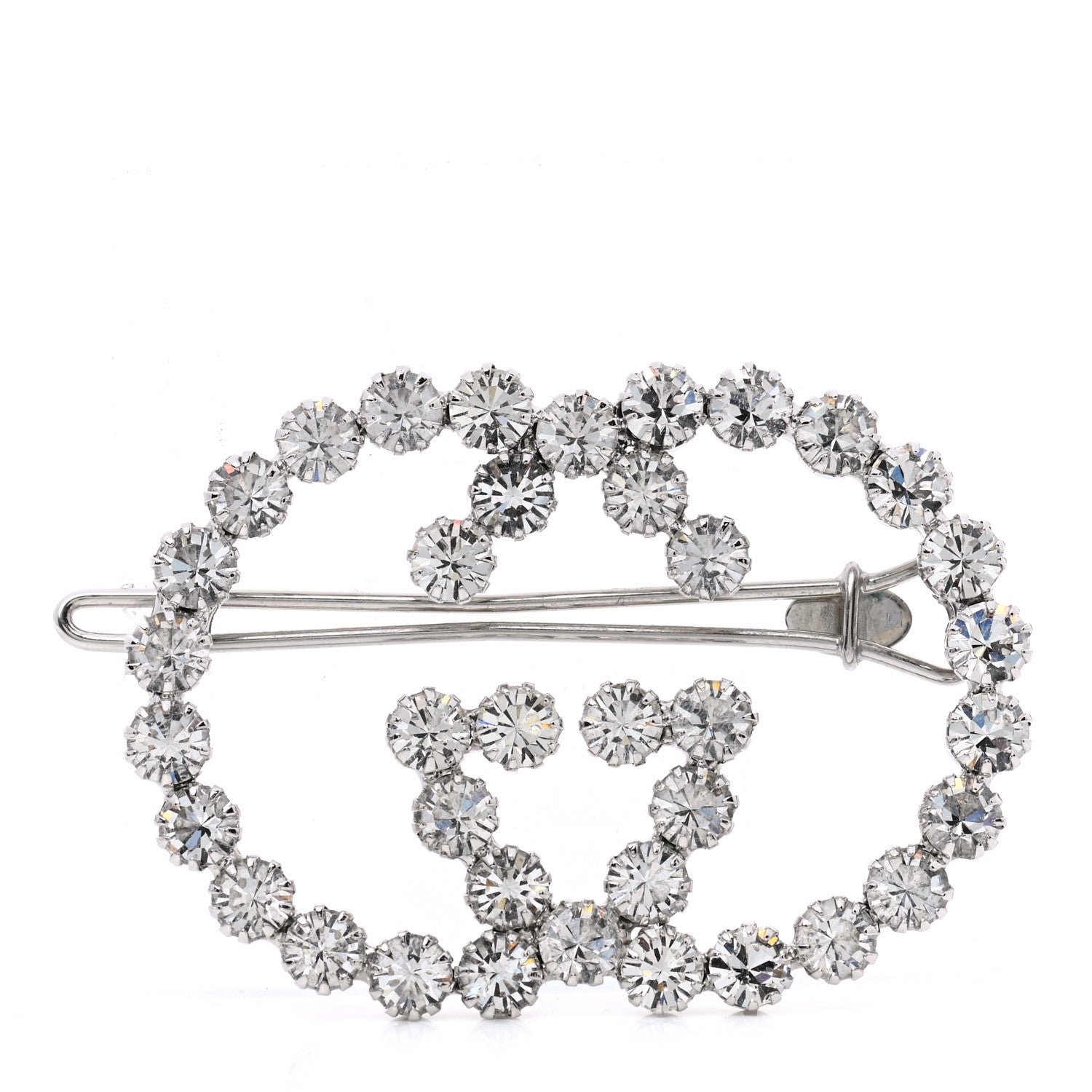 Gucci Crystal Interlocking G Hair Clip Silver 1 of 4