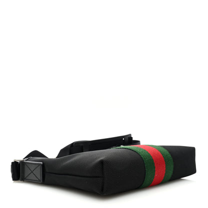 Gucci Techno Canvas Selleria Calfskin Web Small Flat Messenger Bag Black 4 of 10