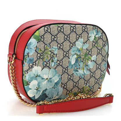 Gucci GG Supreme Monogram Blooms Mini Chain Shoulder Bag Beige Blue Navy Hibiscus Red 3 of 10