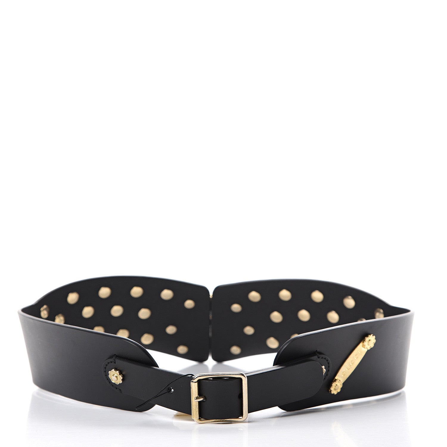 Gucci Calfskin Studded Torchon GG Marmont Selleria Belt 80 32 Black Multicolor 2 of 5