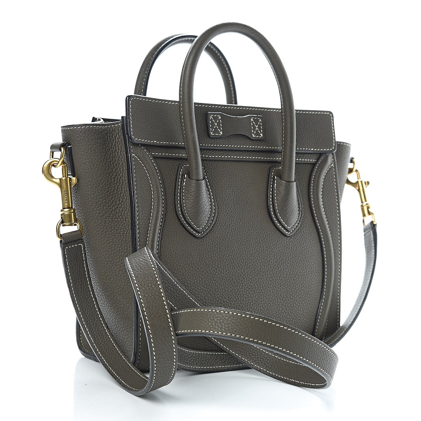Drummed Calfskin Nano Luggage Stone